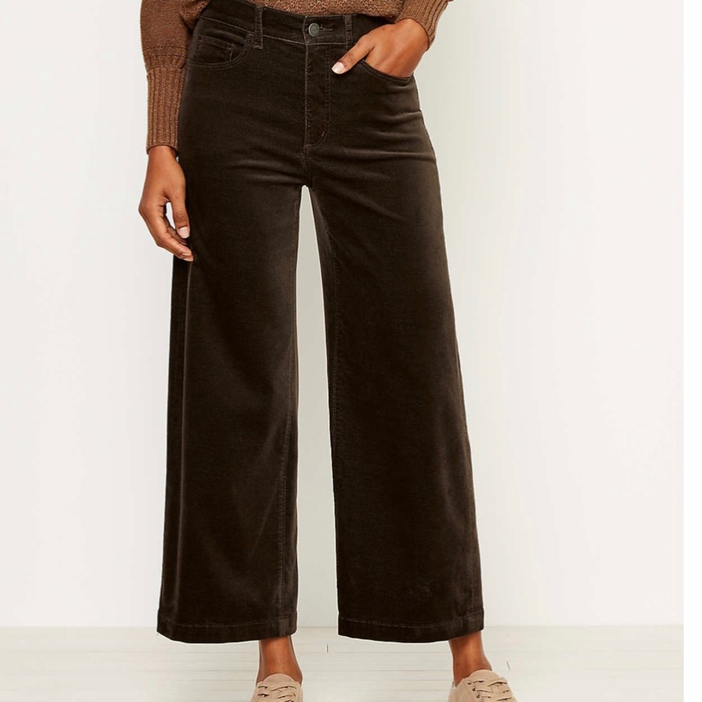 NWT Loft - High Rise Velvet Wide Leg Crop Pants